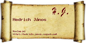 Hedrich János névjegykártya